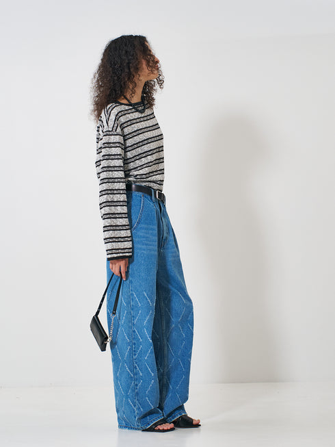 【 予約:2月上旬 】LASER CUT WIDE DENIM /Y261-31001